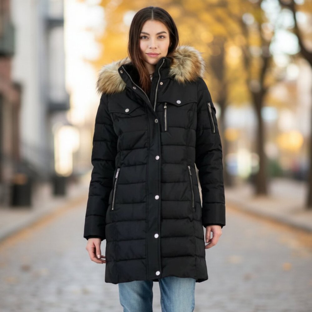 Michael Kors Coat Faux Fur Hooded Jacket NEW!